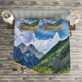 thumbnail image 3 of Ambesonne Landscape Quilted Bedspread Set 3 Pcs, Mountain Wild Rhubarb, Queen Size, Multicolor, 3 of 3