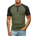 thumbnail image 2 of Ashirexll Mens T-shirts, Big and Tall Shirts for Men, Summer Shirts Casual Fashion Solid Color Matching Button Round Neck Short Sleeve T-shirt, 2 of 7