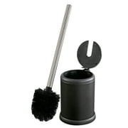 Bath Bliss Toilet Bowl Brush and Holder with Self Closing Lid, Space Saver, Deep Cleaning, Finger Print Proof Finish, Hygienic, 4.5" x 4.5" x 15.4", Matte Black