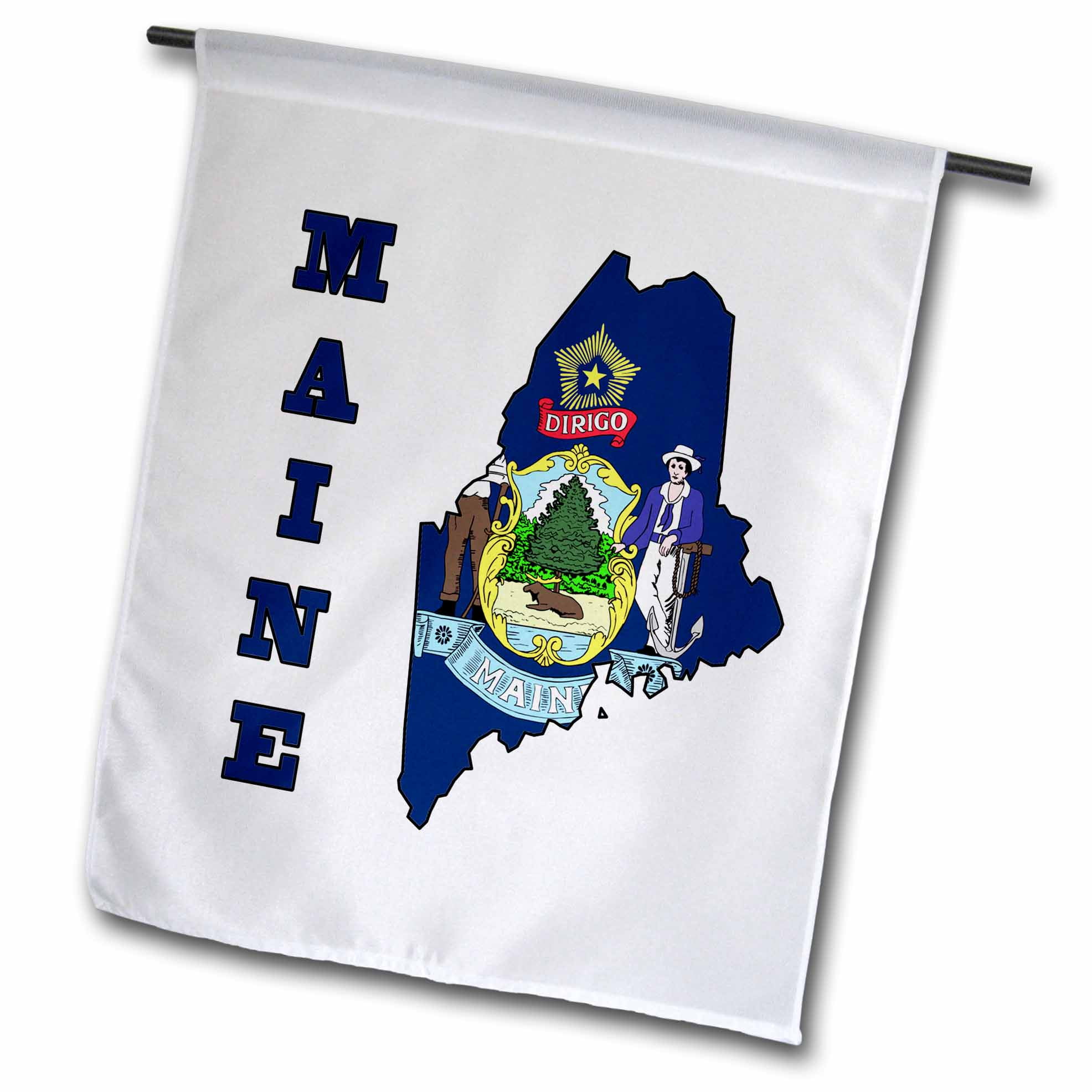 Maine State Flag Outline Map Polyester Garden Flag