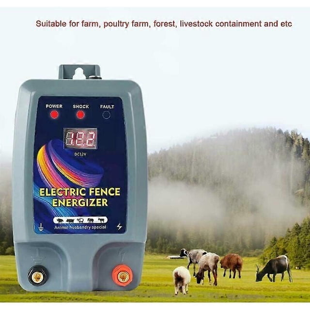 Electric Fence Kit, Electric Fence for Livestock, Animals, Fence Energizer, High Power, 3 Power Modes for Poultry Farming
