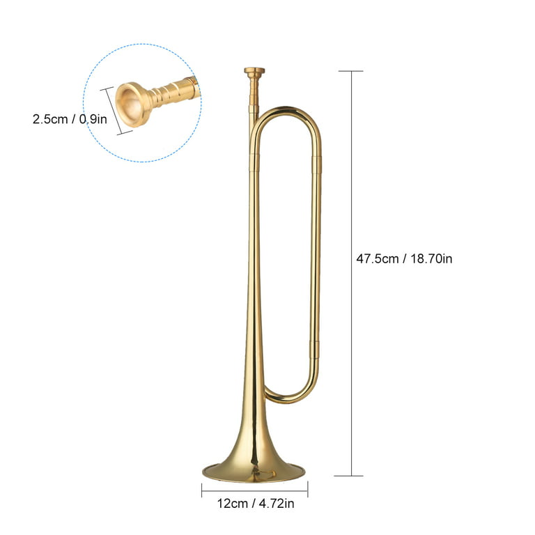 ammoon Brass C Bugle Call Gold-Plated Trumpet Cavalry Horn with Mouthpiece  Musical Instrument for Beginners School Band Orchestra (18.7 Inch) 