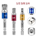 thumbnail image 2 of Impact Drill Socket Adapter 1/4 3/8 1/2 Inch Nut Driver Sockets Hex Shank Extension For Screwdriver Handle Tool, 2 of 5