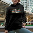 thumbnail image 2 of Boy Mama, Mom or Mother of Boys Themed, Groovy Retro Wavy Text Merch Gift, Black Hooded Sweatshirt or Hoodie, XL, 2 of 5
