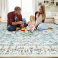 thumbnail image 3 of Toyoso 9x12 Area Rug Living Room Rugs - Vintage boho Decor Floral Area Rugs for Bedroom Dining Room Machine Washable Farmhouse Floral Carpet- Teal, 3 of 8