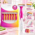 10 Count Women's Disposable Razors, 3-Blade Shaving Razors with Aloe ...