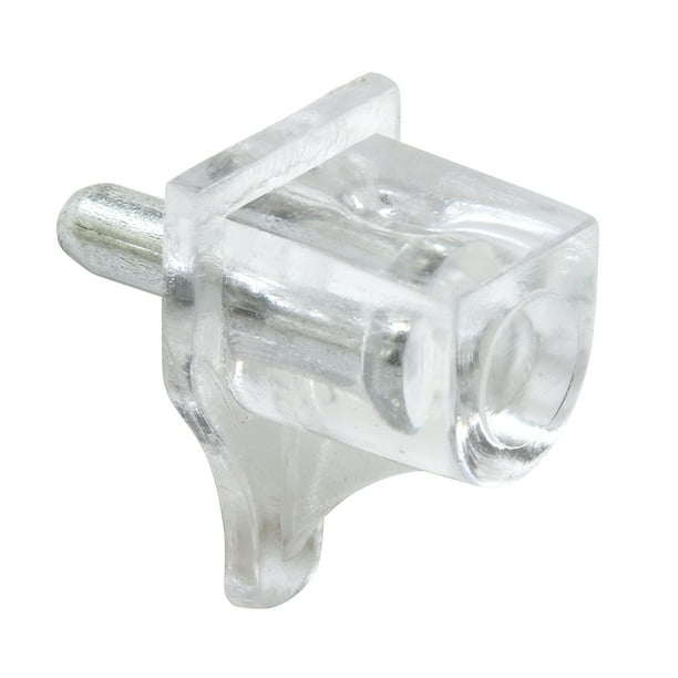 Small Shelf Support Peg, 3mm. Metal Stem, Clear Plastic Support