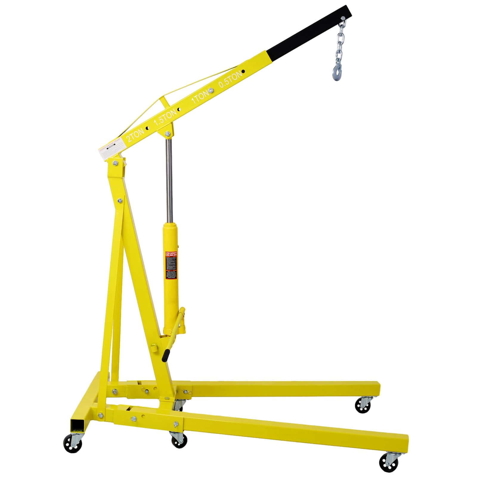 2 Ton(4000lbs) Folding Engine Hoist Cherry Picker, Shop Crane Hoist Lifter, Heavy Duty Steel with 6 Iron Caster Wheels