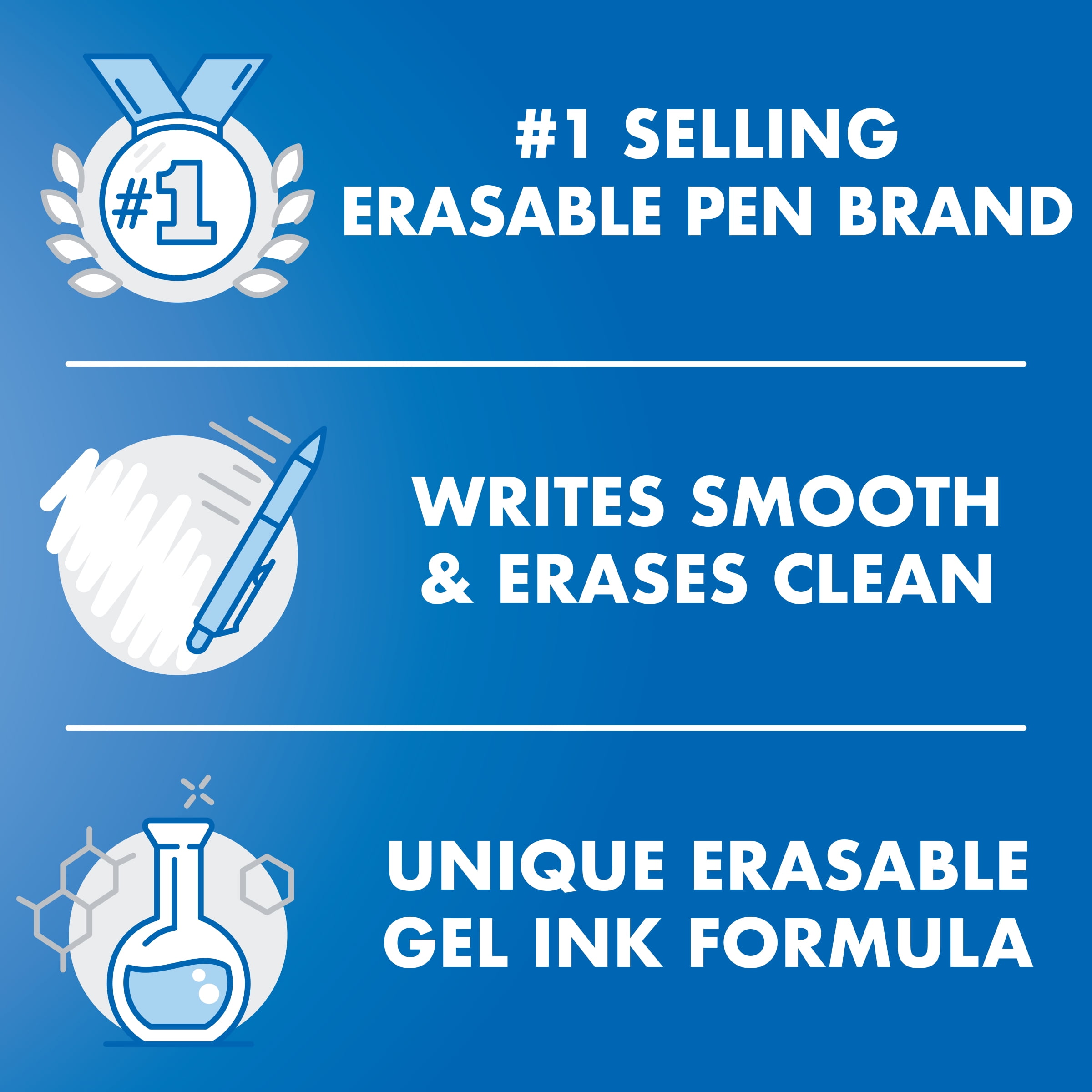 Black Ink Fine Point Refillable & Retractable Gel Ink Pens 3-PENS PILOT FriXion Clicker Erasable 