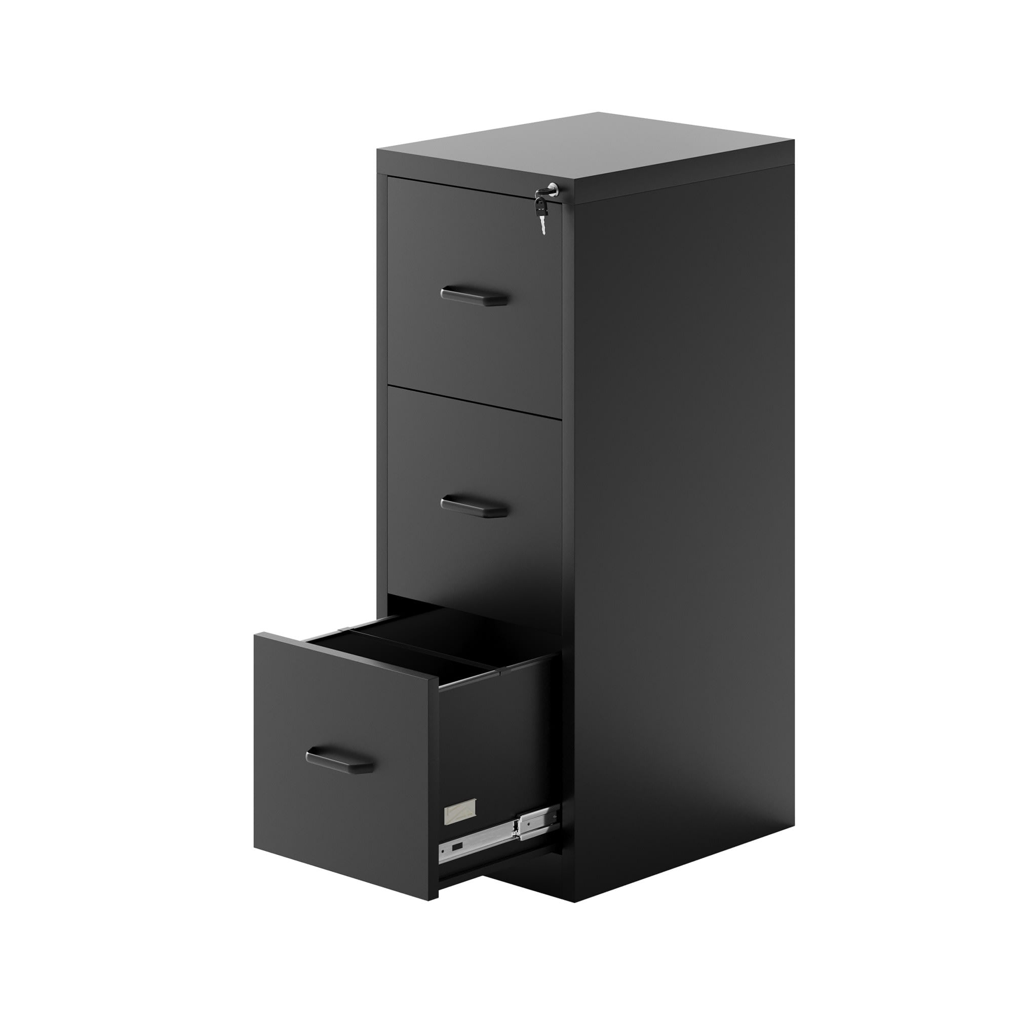 Ouyessir 15" Wide 3-Drawer Vertical Black Steel File Cabinet, Metal Filing Cabinet for Home Office
