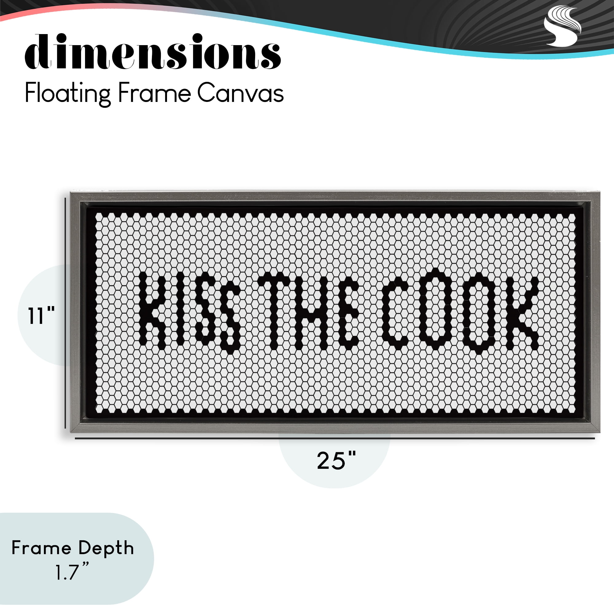 Stupell Industries Retro Kiss The Cook Gray Framed Floater Canvas Wall Art, design by Elizabeth Medley