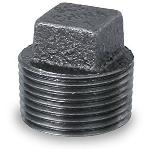 Supply Giant BMPL0380 Black Malleable Iron Plug with Square Head, 3/8"
