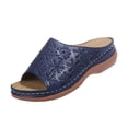 thumbnail image 2 of Womens Slide Sandals Arch Support Flower Graphic Platform Open Toe Cork Footbed Casual Sandals Slip on Lounge Adjustable Buckle Footwear for Daily Walking, 2 of 5