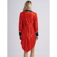 thumbnail image 4 of Sxiwei Women's Circus Ringleader Costume Notch Lapel Long Sleeve Open Front Tailcoat Tuxedo Cosplay Red L, 4 of 7