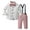 Pink, variant on Zshosam Toddler Boys Tuxedo Kids Toddler Boy Gentleman Outfits Button Down Shirt Suspender Pant Wedding Formal Church Suit Dress Birthday Clothes Size 12 18 Months,(Grey 12-18 Months)