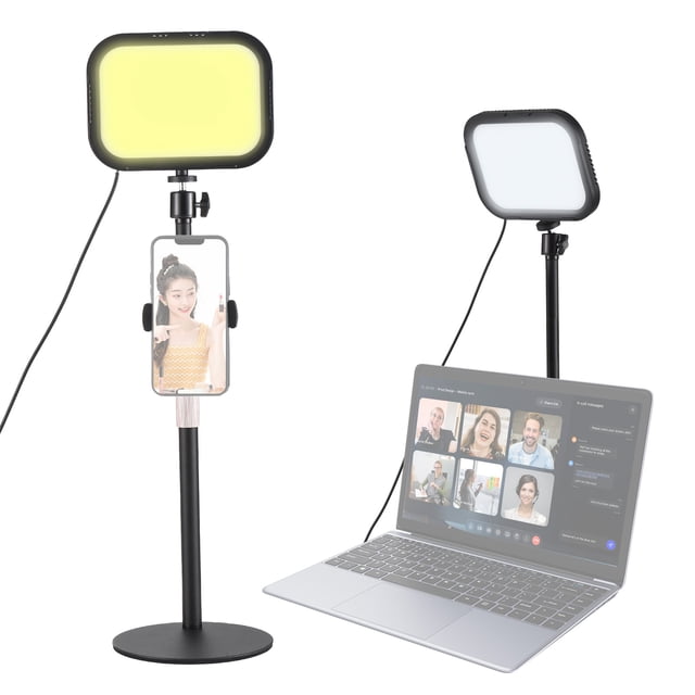 2 Packs Desktop LED Video Light Panel 12W Video Conference Light for Zoom Meeting, Photography Fill Light with Light Stand Phone Holder USB Powered for Computer
