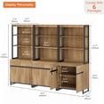 thumbnail image 4 of WAMPAT 3-Piece Modern 72" Tall Library Bookcases with Metal Base & Adjustable Shelves, Wood Bookshelves with Storage Cabinet & Open Shelves for Home Office & Living Room, Oak, 4 of 9
