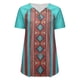 thumbnail image 4 of Pntutb Mujeres Casual Retro Occidental Impresión Azteca Manga Corta Étnico Cuello en V Cremallera Camisetas tops Pntutb Pntutb-3368, 4 of 5