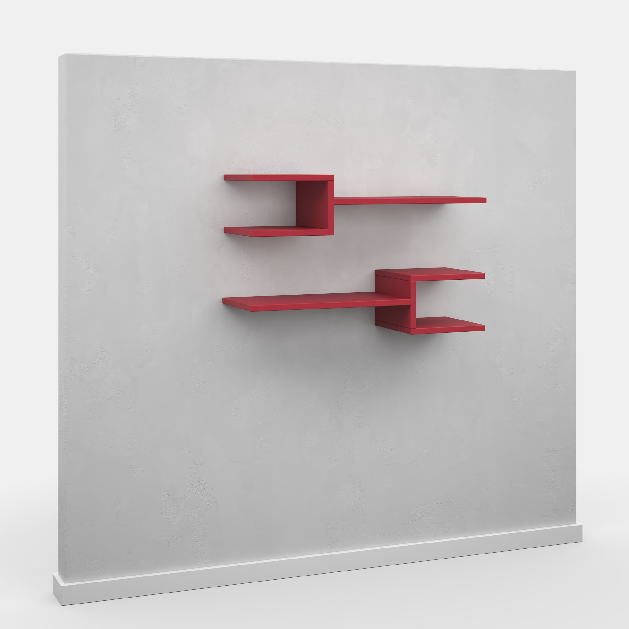 Ada Home Decor Furniture 29.53" 2 Tier Burgundy Webbs Modern Wall Shelf