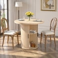 thumbnail image 1 of Hawsaiy 31.5" Round Dining Table for 2 with Sliding Door Storage Base, Space-Saving Waterproof Scratch-Resistant Wood Top, Modern Farmhouse Kitchen Table, Natural, 1 of 8