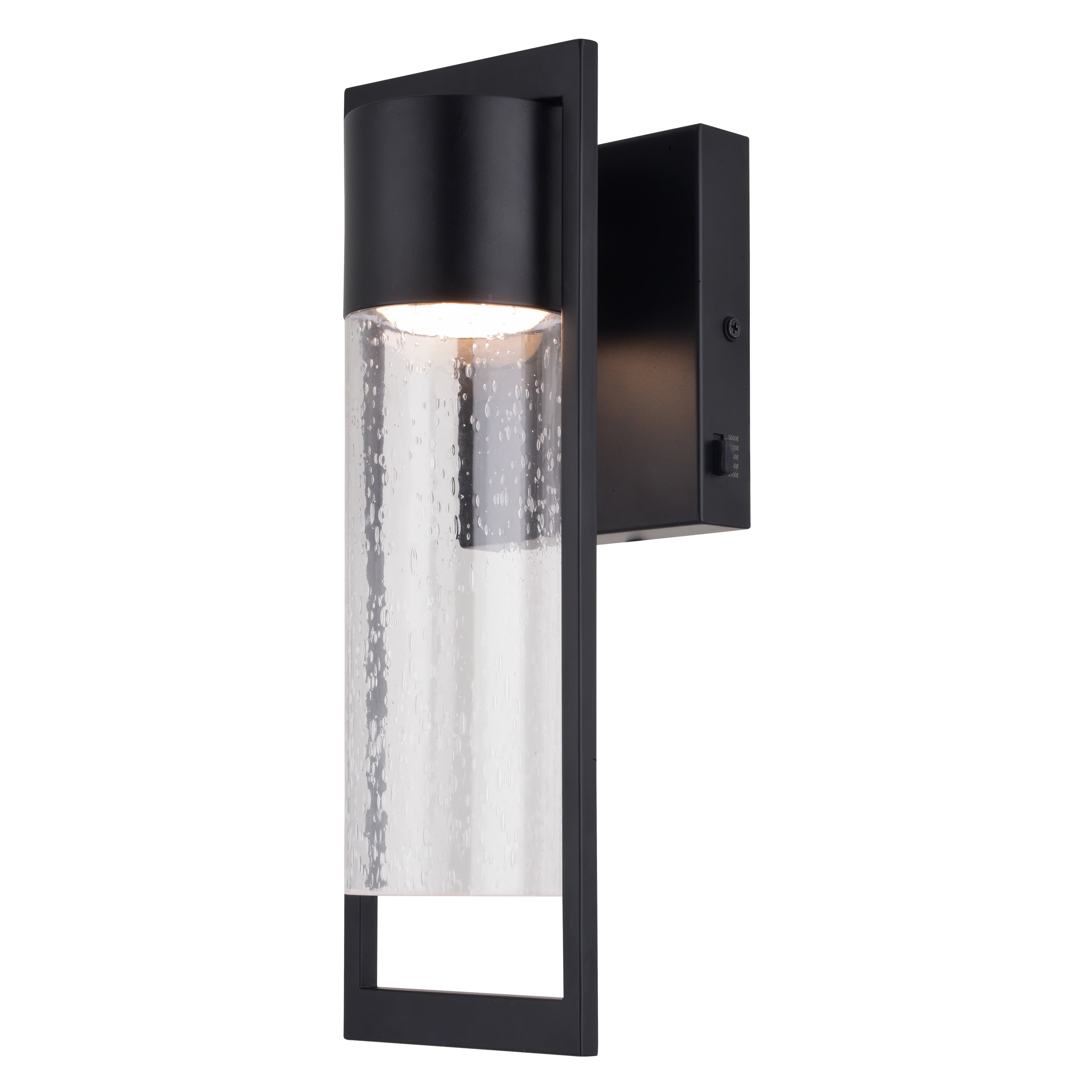 Sawyer Steel 1 Light Integrated LED Matte Black Contemporary Outdoor Wall Lantern Clear Glass