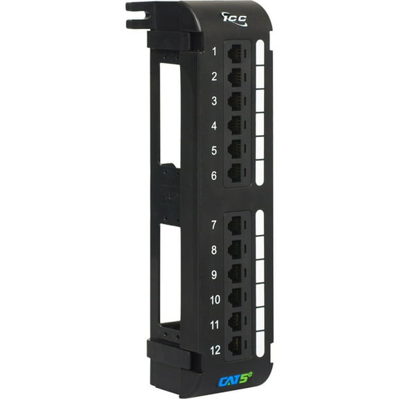 ICC ICMPP12V5E Vertical 12-Port Category 5E CAT5e Surfac-Mount Patch Panel