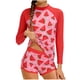 thumbnail image 2 of Odeerbi 8-15 Años Niñas Verano 2 Piezas Upf 50 + Manga Larga Rash Guard Conjunto Lindo Impresión Rápido Seco Surf Traje de Baño Con Pantalones Cortos, 2 of 6