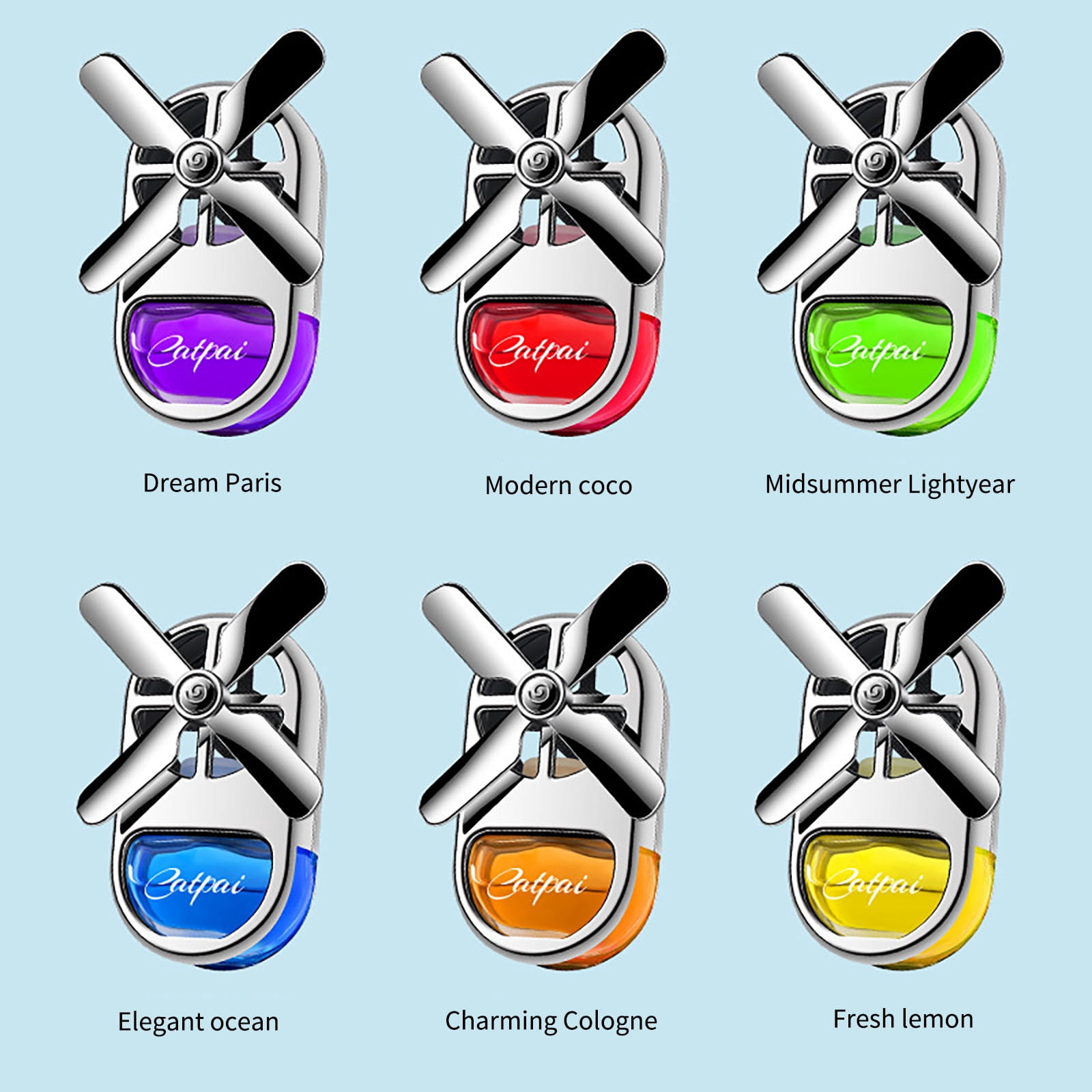Weloille Rotating Car Aromatherapy Diffuser, 4ml Natural Essential Oil Air Freshener with Windmill Design, ABS Plastic for Vehicle Fragrance,