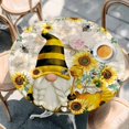 thumbnail image 2 of Yellow Gnomes Round Tablecloth, Fitted Table Cover with Elastic for 36"-44" Round Tables, Sunflower Floral Bee Vintage Table Cloth Outdoor Indoor Dinning Party Waterproof Tablecloths, 2 of 7