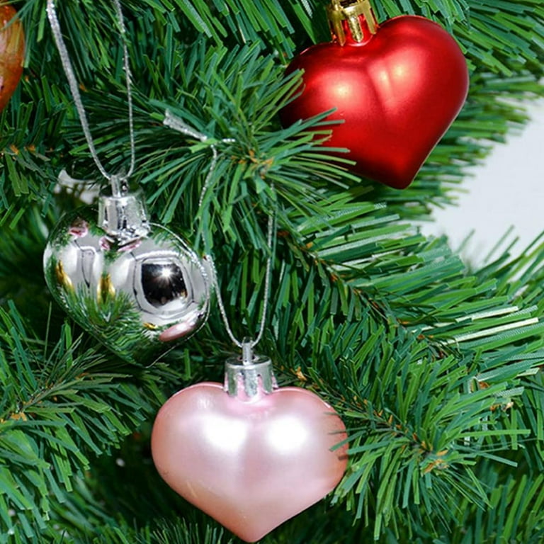 24PCS Christmas Decoration Heart Shape Hanging Ornaments for