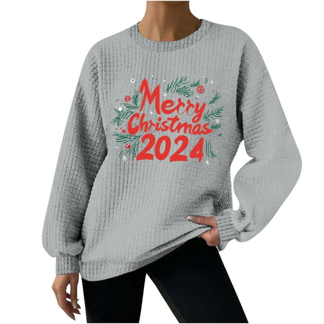 Chandails en Molleton de Noël Décontractés pour Femmes Sans Capuche Manches Longues Col Rond Automne Hiver Mode Mode Urbaine pour Usage Quotidien École Fête