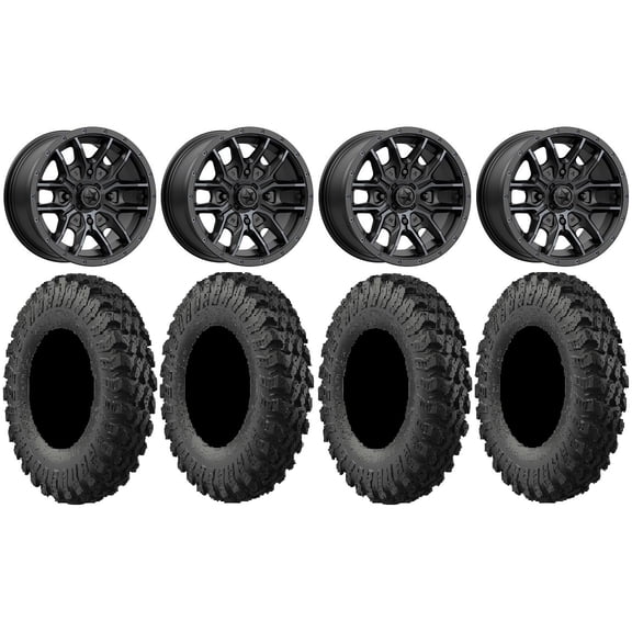 MSA Fang 14" Wheels Black 30" MotoRally Tires Honda Pioneer