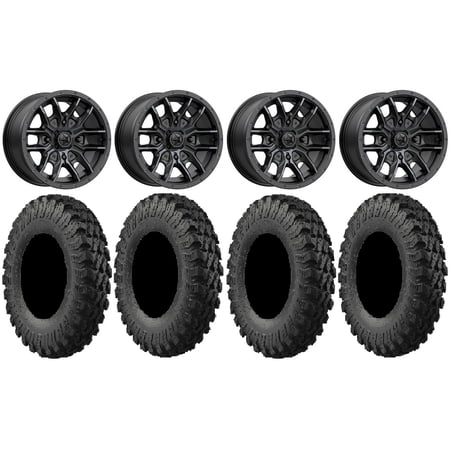MSA Fang 14 Wheels Black 28 MotoRally Tires Can-Am Commander Maverick Renegade Outlander Defender