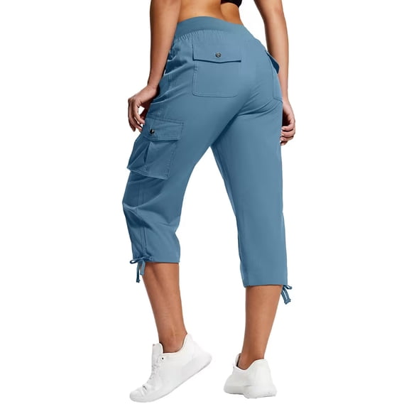 LAJPXKHY Women's Cargo Capris Hiking Pants Summer Lightweight Quick Dry Outdoor Hiking Athletic Casual Loose Capri with Multi Pockets