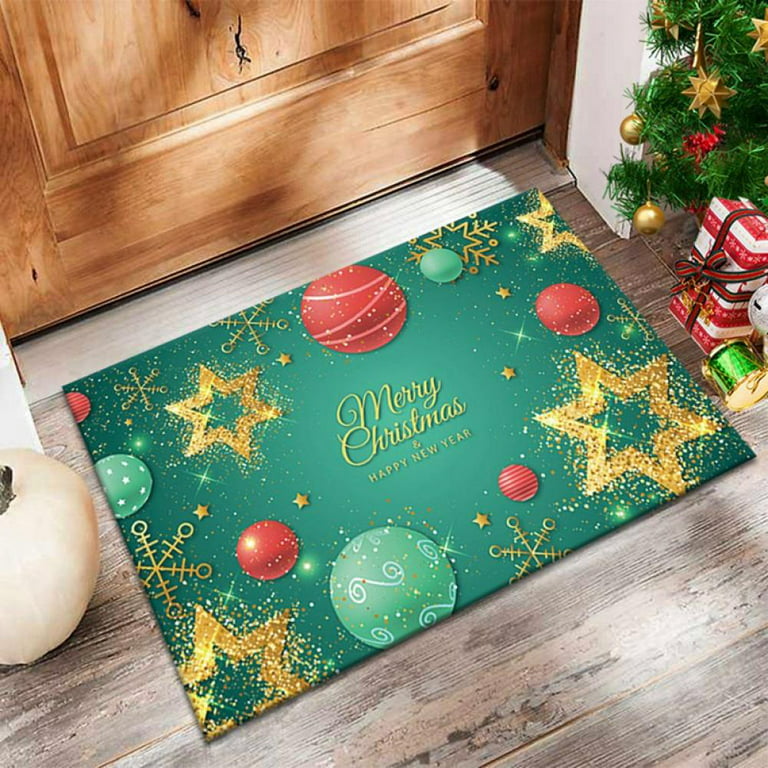 Kitchen Floor Mat, Bath Mat, Blue Christmas Decorations for Home Decor Rug,  Holiday Decor, Floor Mat Blue Rug Christmas Mat, Christmas Decor 