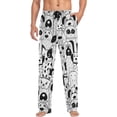 thumbnail image 3 of Men's Pajama Pants with Pockets Sleepwear Lounge Pants Stretch Casual Black White Dog, 3 of 6