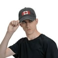 thumbnail image 6 of DouZhe Adjustable Washed Cotton Baseball Cap - Canada Flag Prints Vintage Dad Hat Unisex Sports Caps (Black), 6 of 7