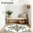 thumbnail image 3 of ODIKA 8'x10' Machine Washable Non-Slip Area Rug, Vintage Floral Damask Motif with Interlocking Vinework High Traffic Rug with Pad, Green, 616553, 3 of 8