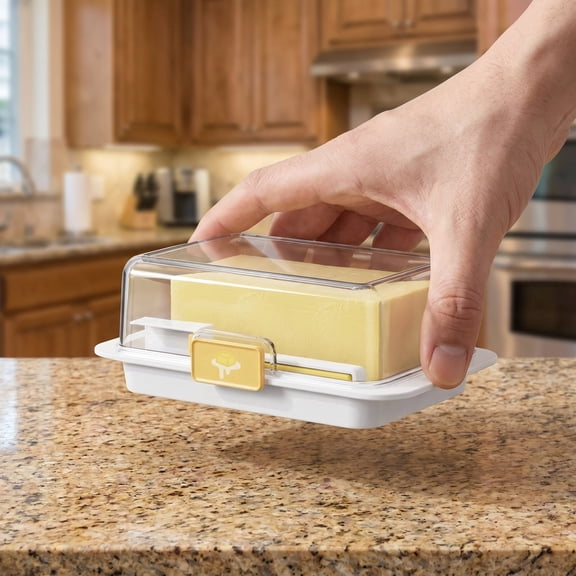 ZHANGLU Plastic Butter Dish with Lid 7.28in x 4.33in x 2.68in Airtight Butter Saver for Countertop Round Butter Tray for Fridge