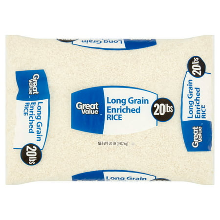 Great Value Long Grain Enriched Rice, 20 lb (Best Short Grain Rice)