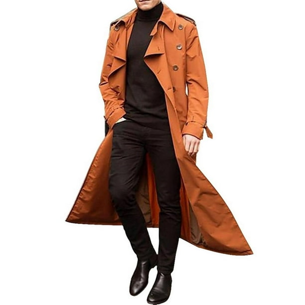 Wirziis Men's Trench Coat Fashion Easy Notch Lapel Business Casual ...