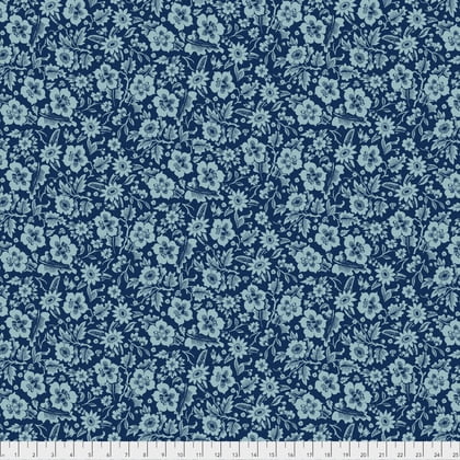 Mayflower Blue~Designer Essentials Floral Coton Fabric by Free