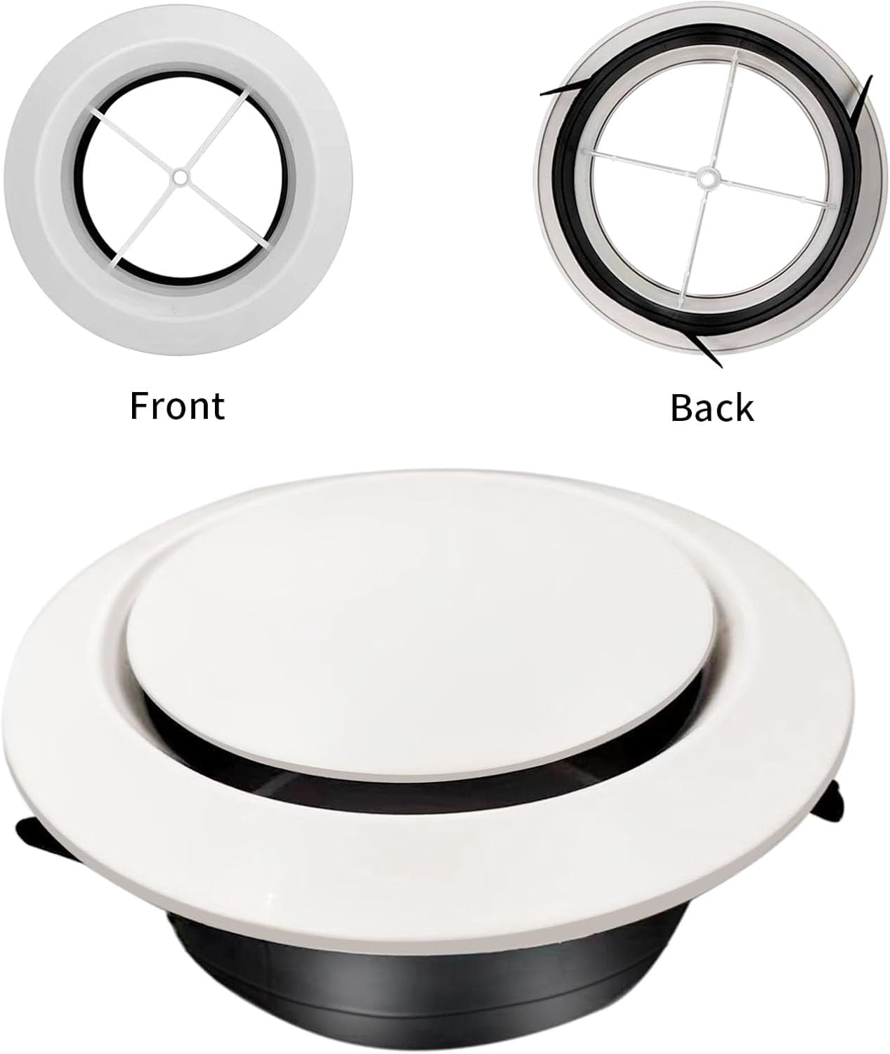 2PCS 6 Inch Air Vent Covers ABS Round Adjustable Soffit Vent and Round Walls & Ceilings Diffuser Vent Cover for Exhaust Fan and Inline Duct Fan Bathroom Kitchen Garage Use