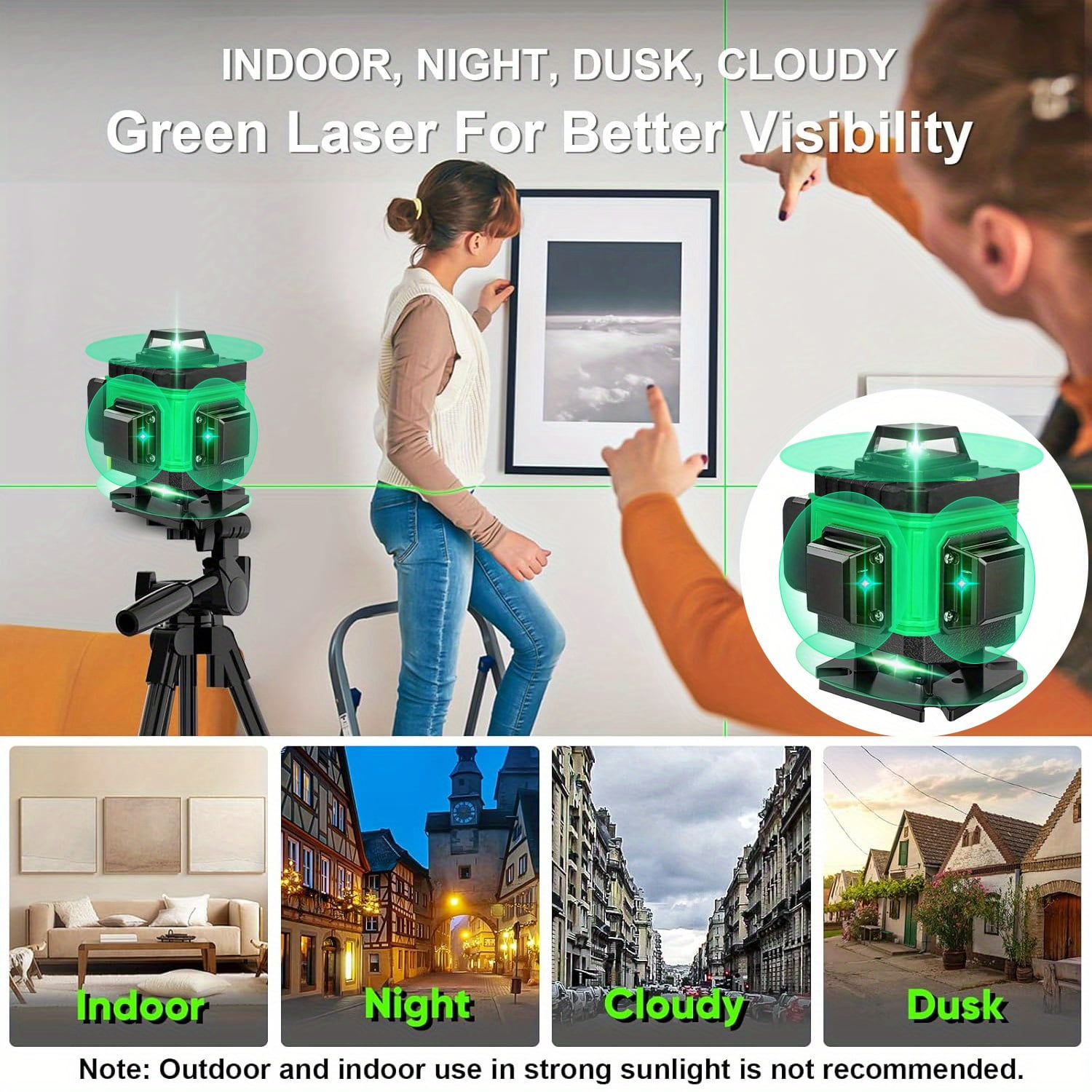 16-Line 4D 360° Self-Leveling Laser Level - Rechargeable High-Precision Alignment Tool