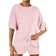 thumbnail image 2 of Women 2 Pieces Knit Sets Short Sleeve Tops & Shorts Suit, 2 of 5
