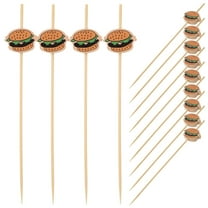 HEATSHAKING Wood Hamburger Toothpicks Decoration For Birthday Party 100Pcs 4.7In