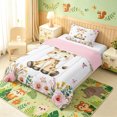 thumbnail image 2 of Manfei Floral Giraffe Twin Comforter Sets, Romantic Rose Butterfly Bedding Set, White Pink, Pink Reversible, 2-Piece, 1 Comforter and 1 Pillowcase, 2 of 6