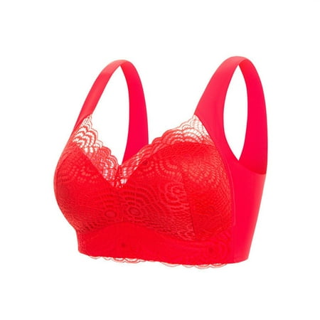 

YDKZYMD Women s Push Up Bras Without Steel Ring Lace Bras Comfortable Plus Size Plunge Bra Multicolor 1 Pack M-5XL