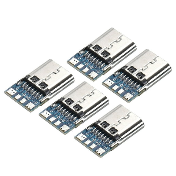 5 Pcs USB 3.1 Type C Connector 24 Pins Female Plug Socket Connector with PCB Board for Charging,Data Transfer