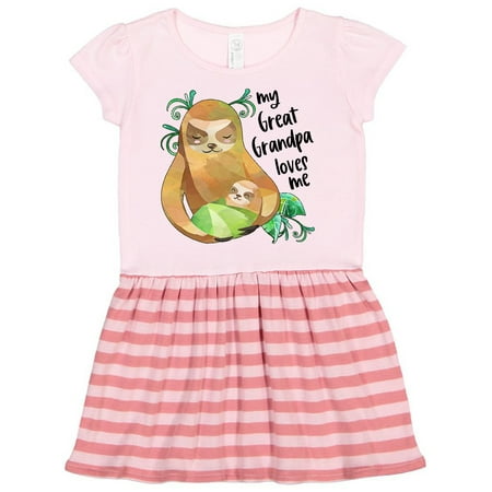 

Inktastic My Great Grandpa Loves Me Cute Sloth and Baby Gift Toddler Girl Dress